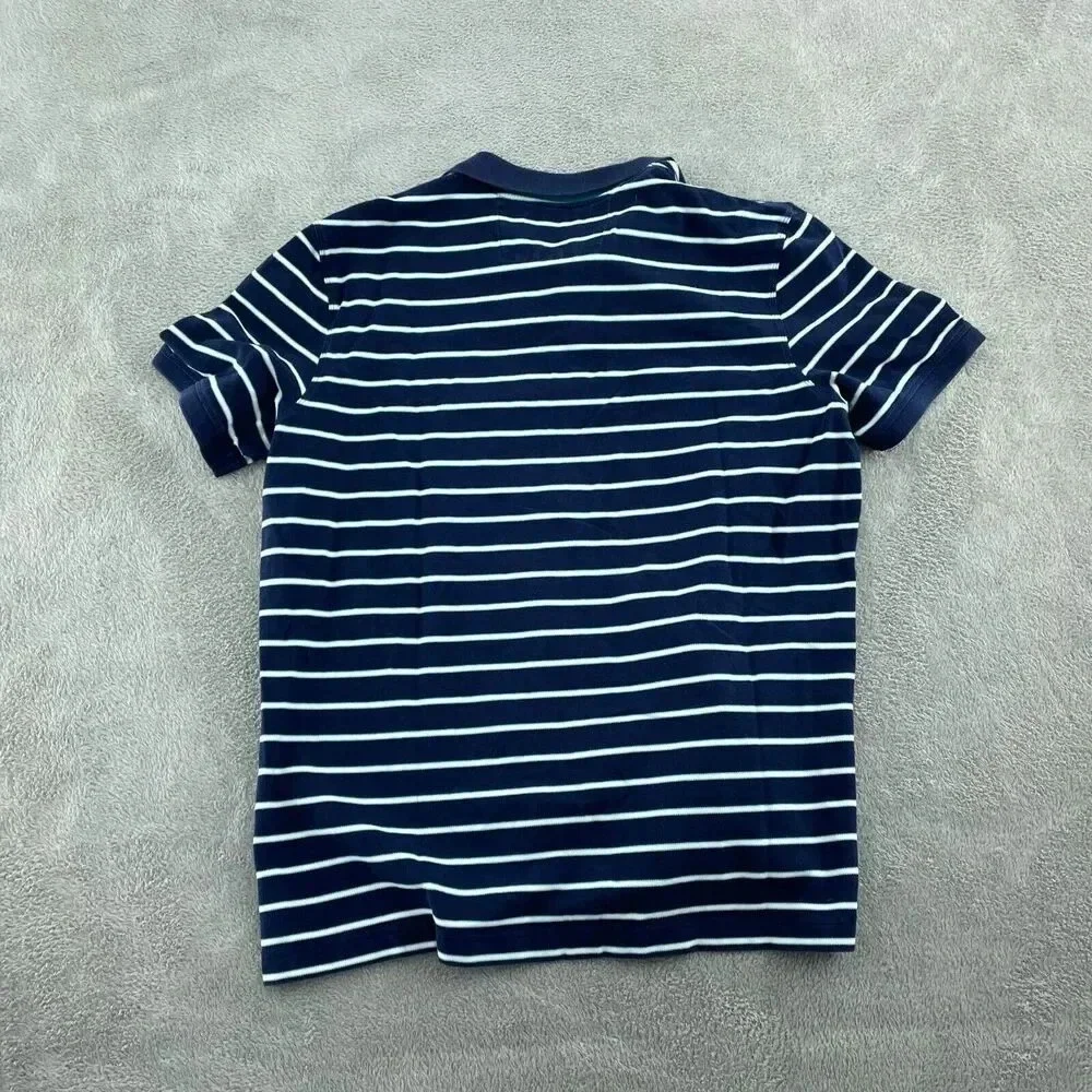 Banana Republic Mens Navy & White Striped Polo Shirt XL Cotton/Lycra 1811